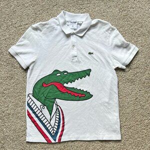 Lacoste Croco Series Jean-Michel Tixier Graphic Polo Shirt White Size L